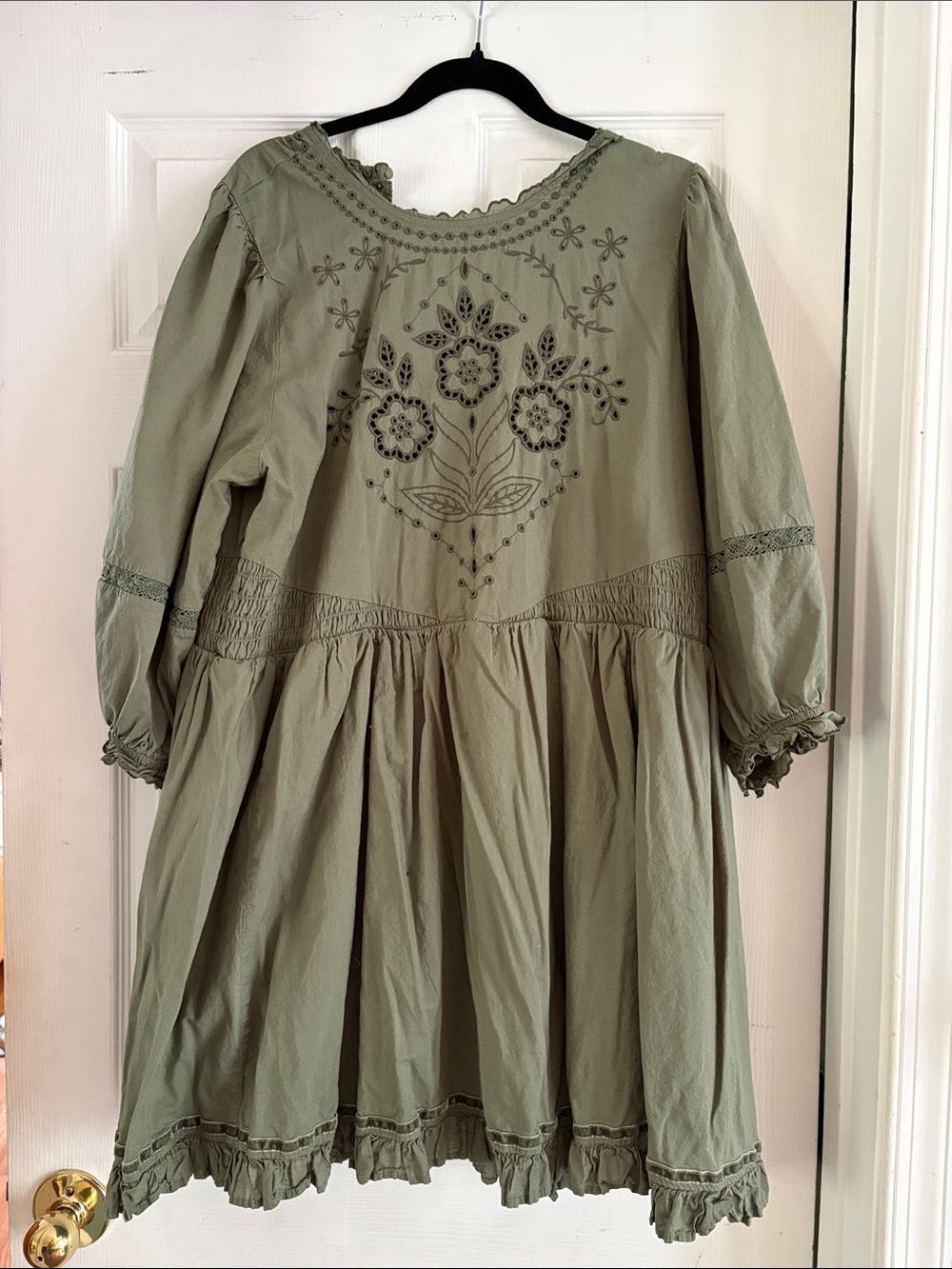 Olive Green Embroidered Dress